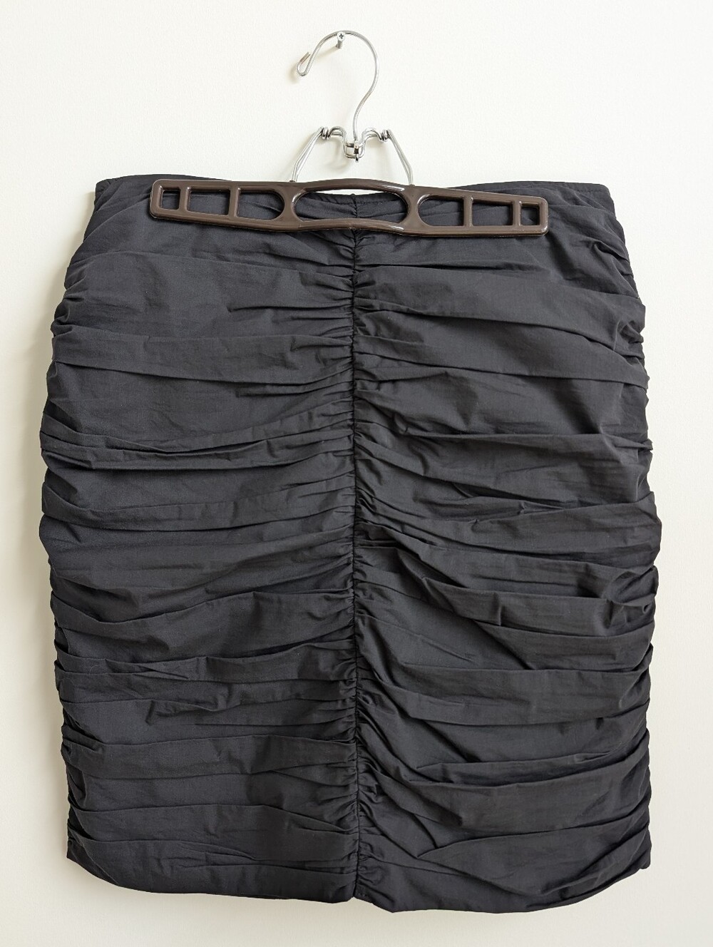 Joseph Ribkoff Black Cotton Size 10 Ruched Pencil Skirt
